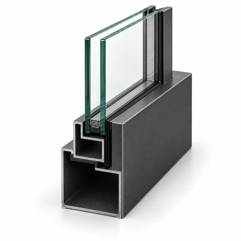 Vue en coupe d’une menuiserie en acier