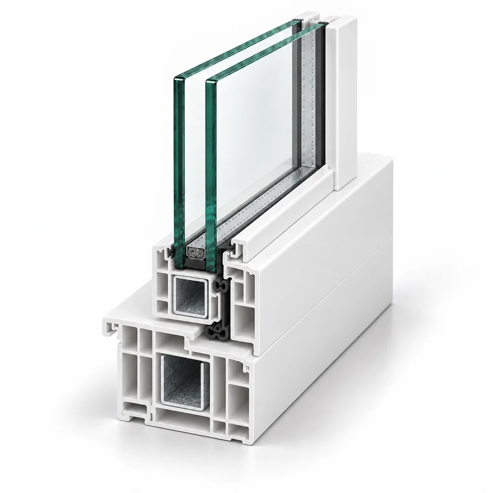 Vue en coupe d’une menuiserie en pvc